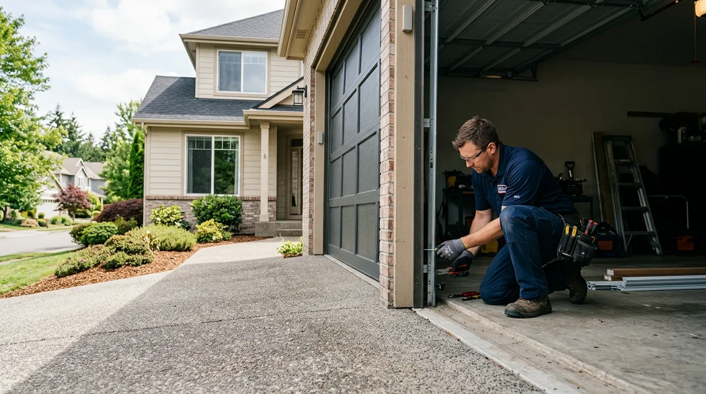 Wood-look composite garage door